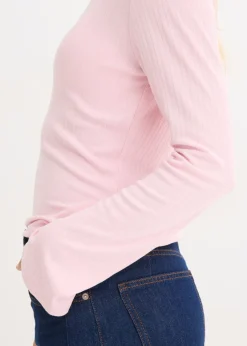 Sale Camiseta acanalada de manga larga Mujer Básicos|Camisetas