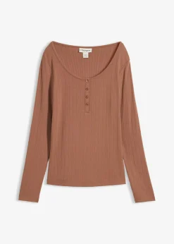 Online Camiseta acanalada de manga larga Mujer Básicos|Camisetas