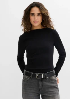Sale Camiseta ajustada de canalé Mujer Básicos|Camisetas