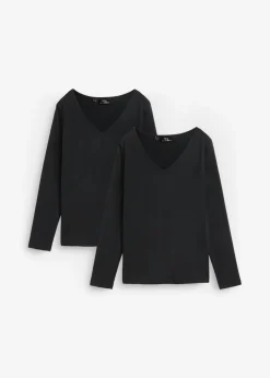 Discount Camiseta ajustada de manga larga (2 unidades) Mujer Básicos|Camisetas