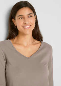 Camiseta ajustada de manga larga (2 unidades) Mujer Básicos|Camisetas