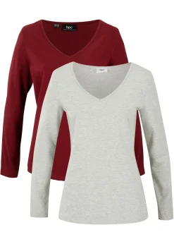 Sale Camiseta ajustada de manga larga (2 unidades) Mujer Básicos|Camisetas