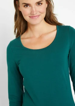 Best Camiseta ajustada de manga larga Mujer Básicos|Camisetas