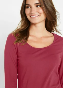 Clearance Camiseta ajustada de manga larga Mujer Básicos|Camisetas