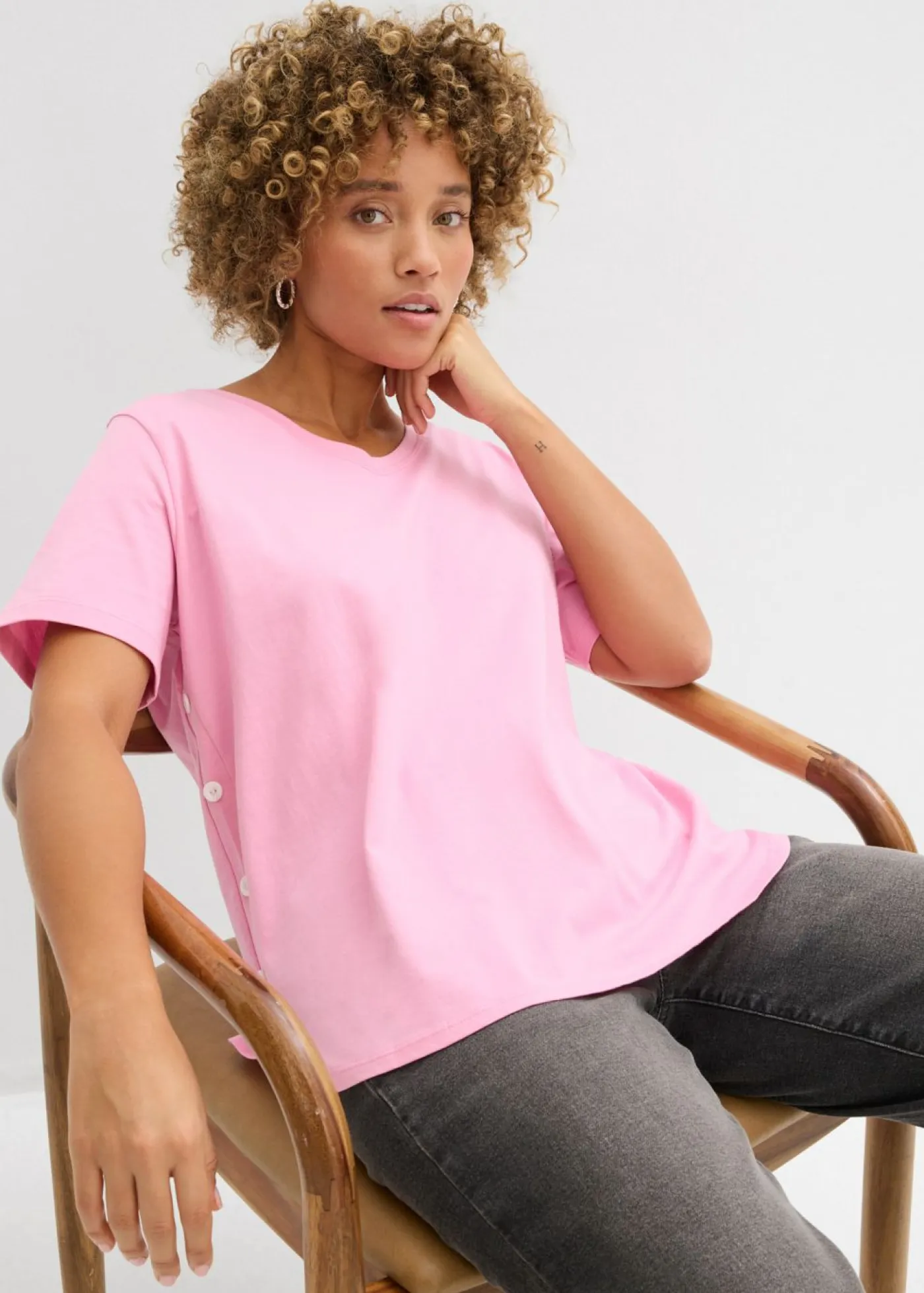 New Camiseta ancha de algodón orgánico Mujer Camisetas|Novedades