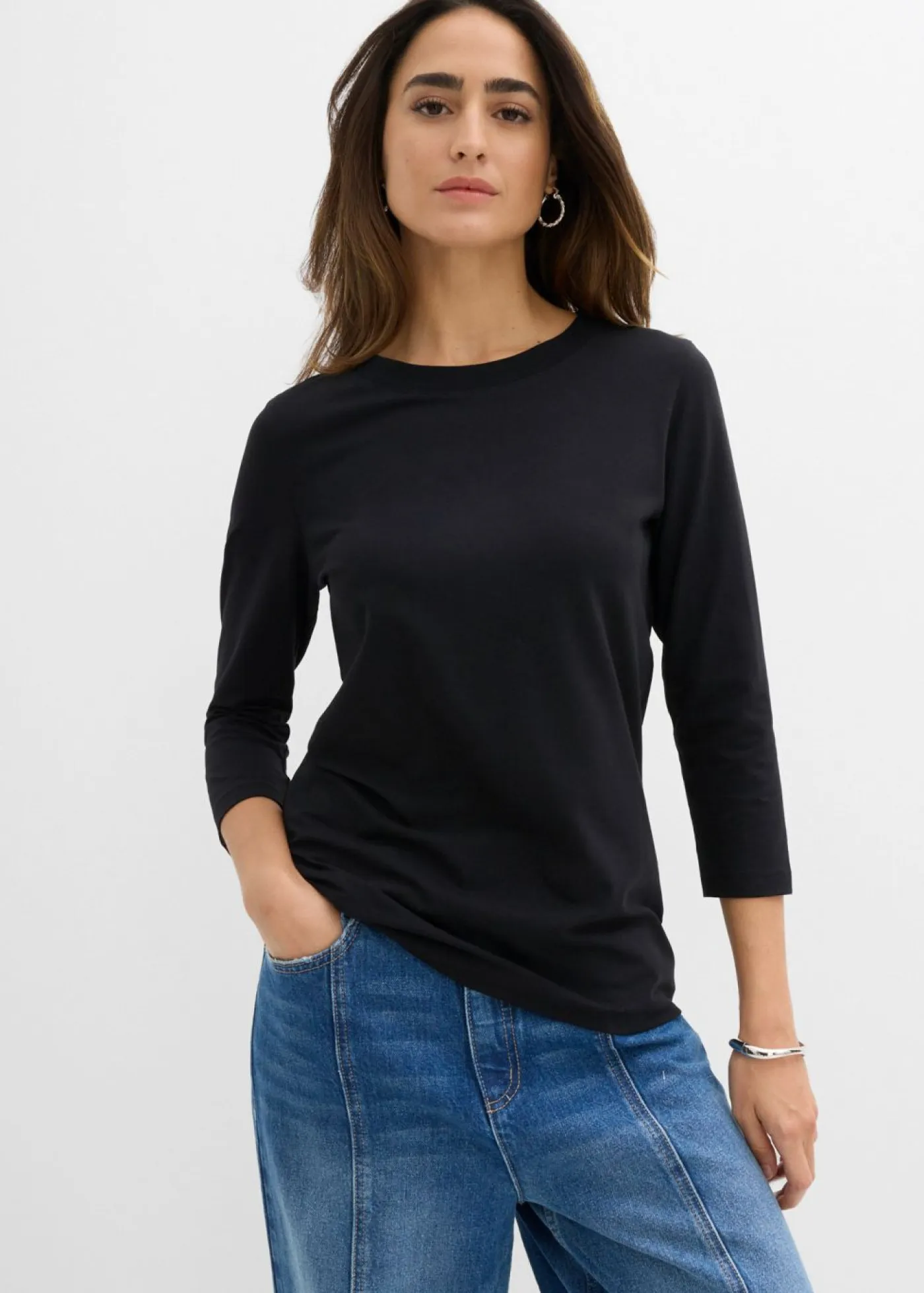 Best Camiseta con algodón orgánico puro con mangas 3/4 Mujer Básicos|Camisetas