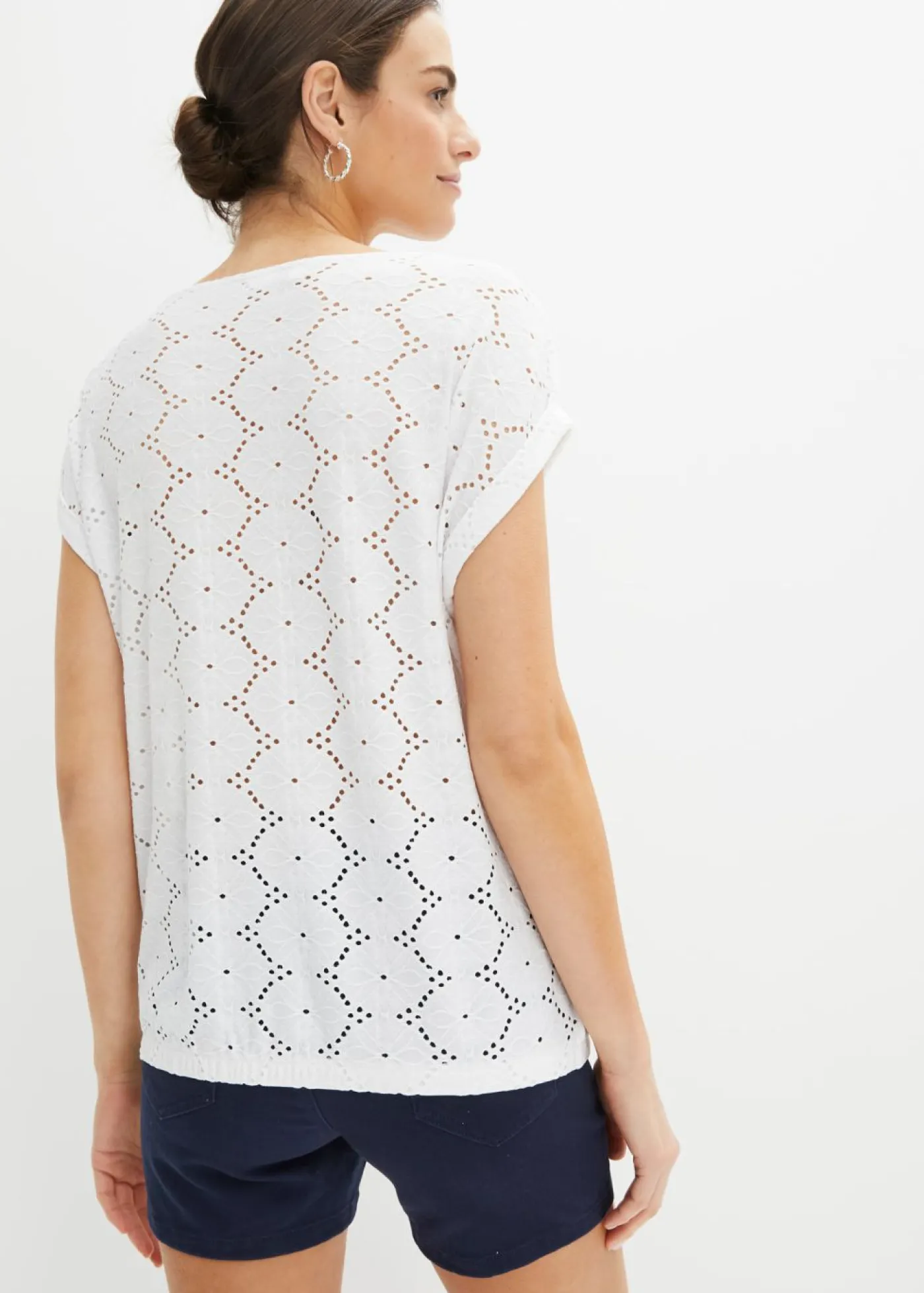 Clearance Camiseta con bordado calado Mujer Camisetas