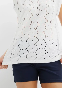 Clearance Camiseta con bordado calado Mujer Camisetas
