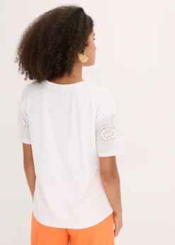 Online Camiseta con bordado calado Mujer Camisetas