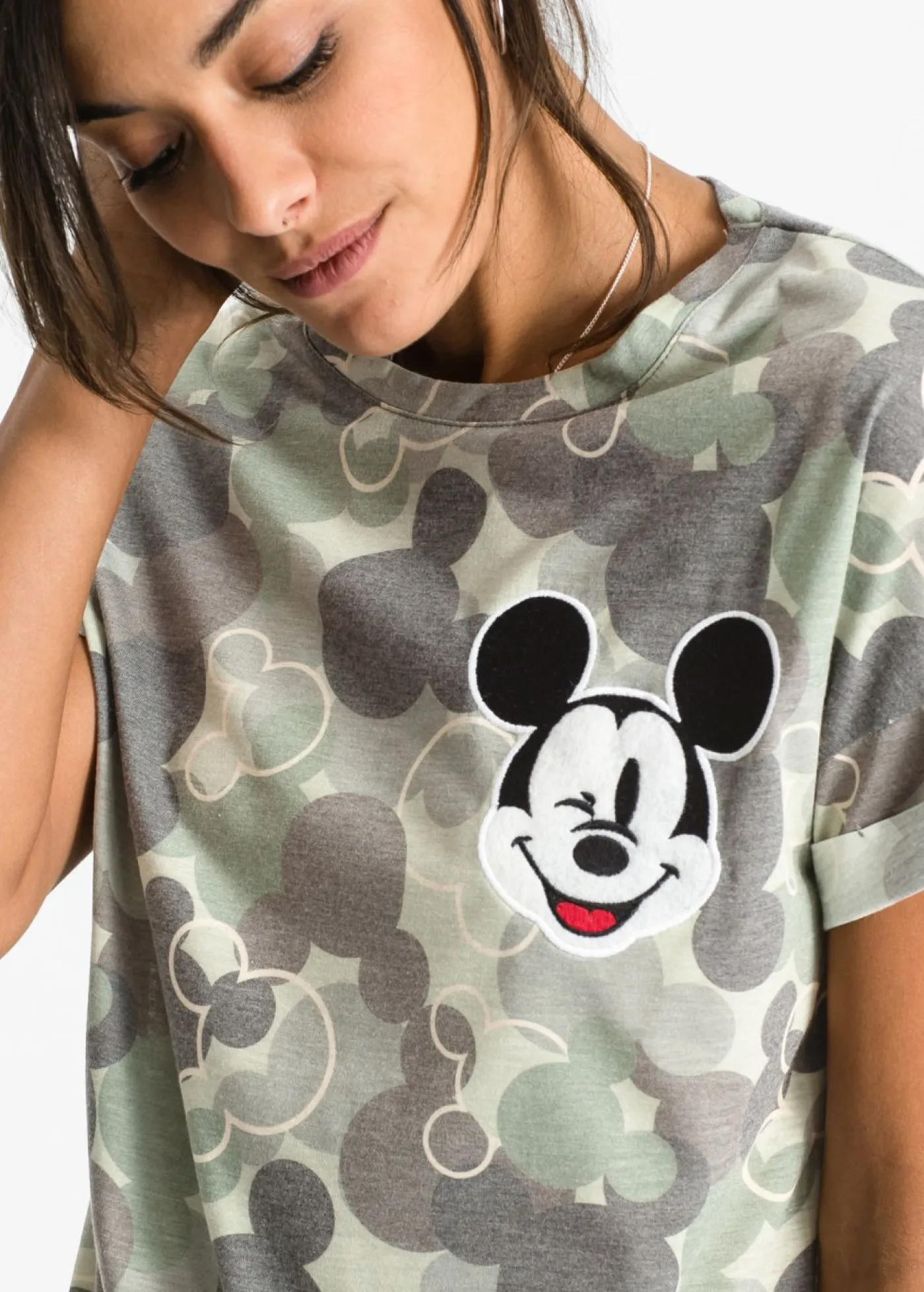Outlet Camiseta con bordado de Mickey Mouse Mujer Camisetas