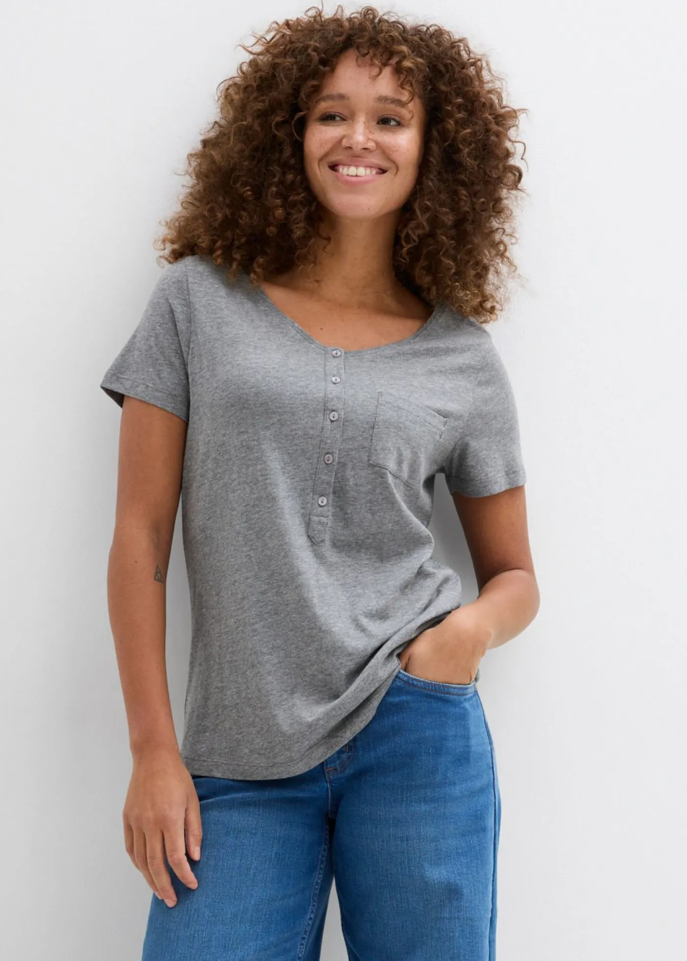 Hot Camiseta con botones Mujer Camisetas|Novedades