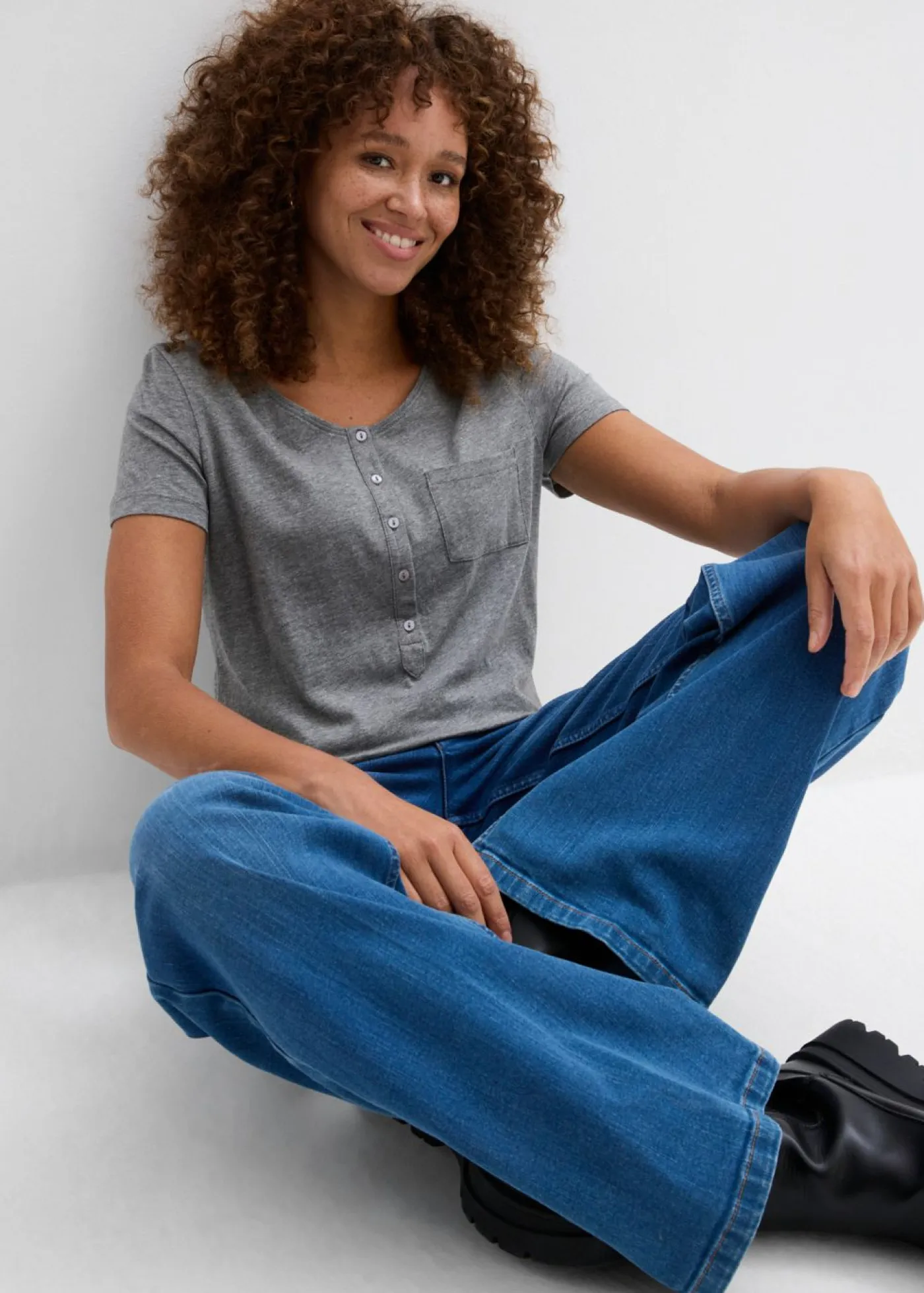 Hot Camiseta con botones Mujer Camisetas|Novedades