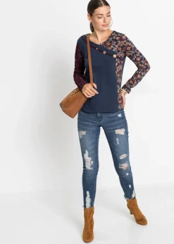 Camiseta con botones de viscosa sostenible Mujer Camisetas