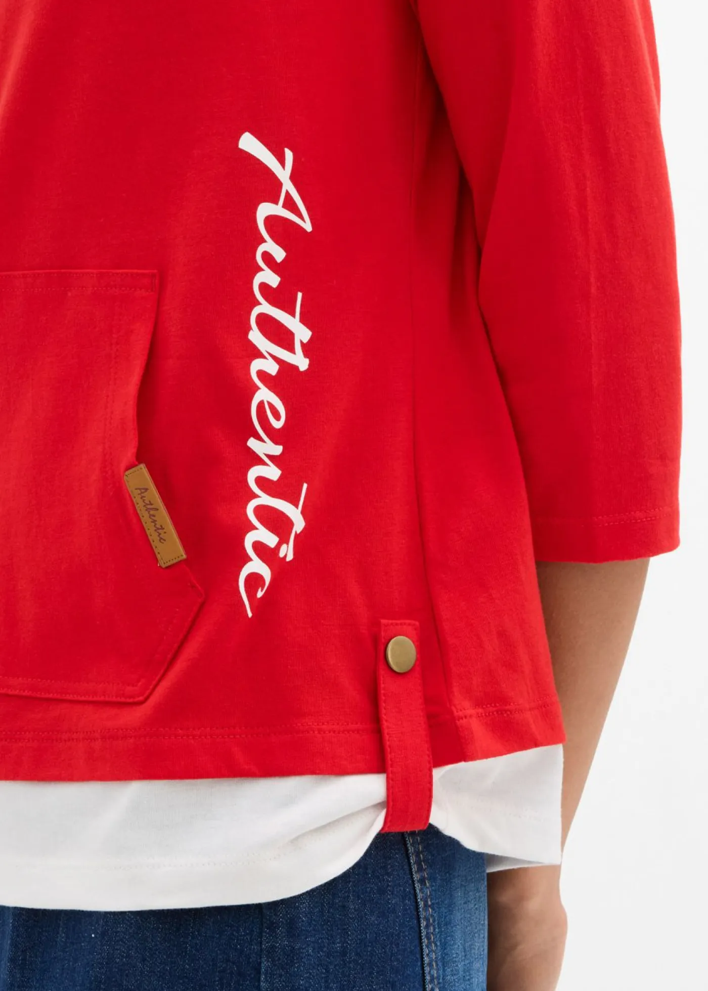 Hot Camiseta con capucha de algodón puro con mangas 3/4 Mujer Camisetas|Novedades