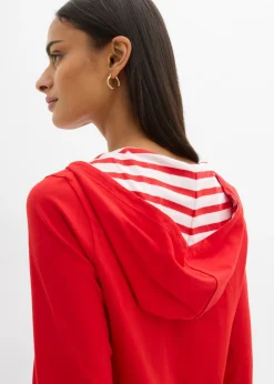 Hot Camiseta con capucha de algodón puro con mangas 3/4 Mujer Camisetas|Novedades