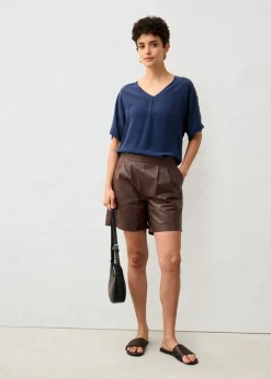 New Camiseta con contenido de seda e inserto de tejido Mujer Premium|Camisetas