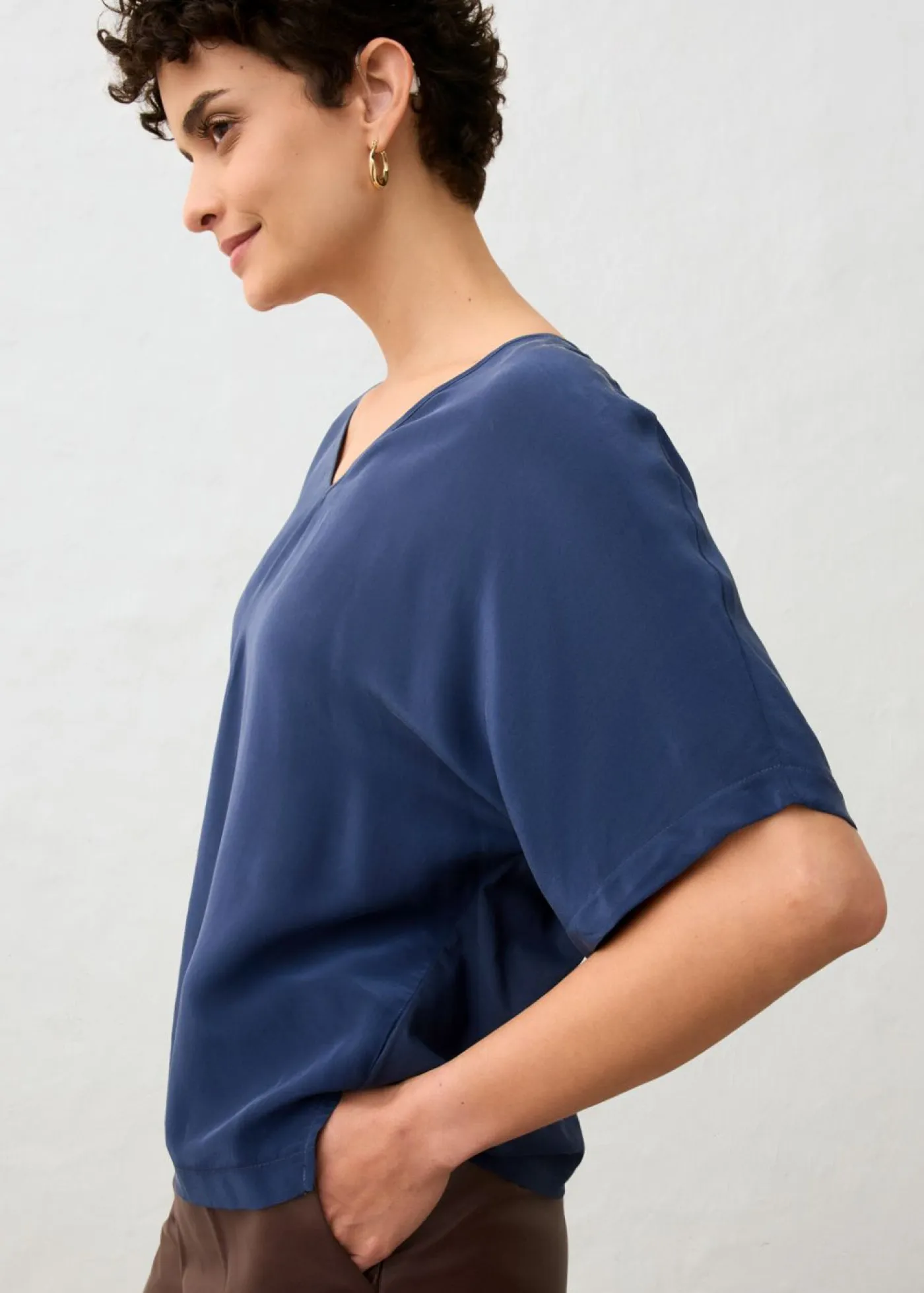 New Camiseta con contenido de seda e inserto de tejido Mujer Premium|Camisetas