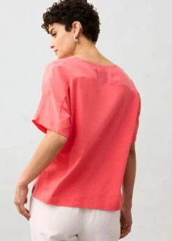Best Camiseta con contenido de seda e inserto de tejido Mujer Premium|Camisetas