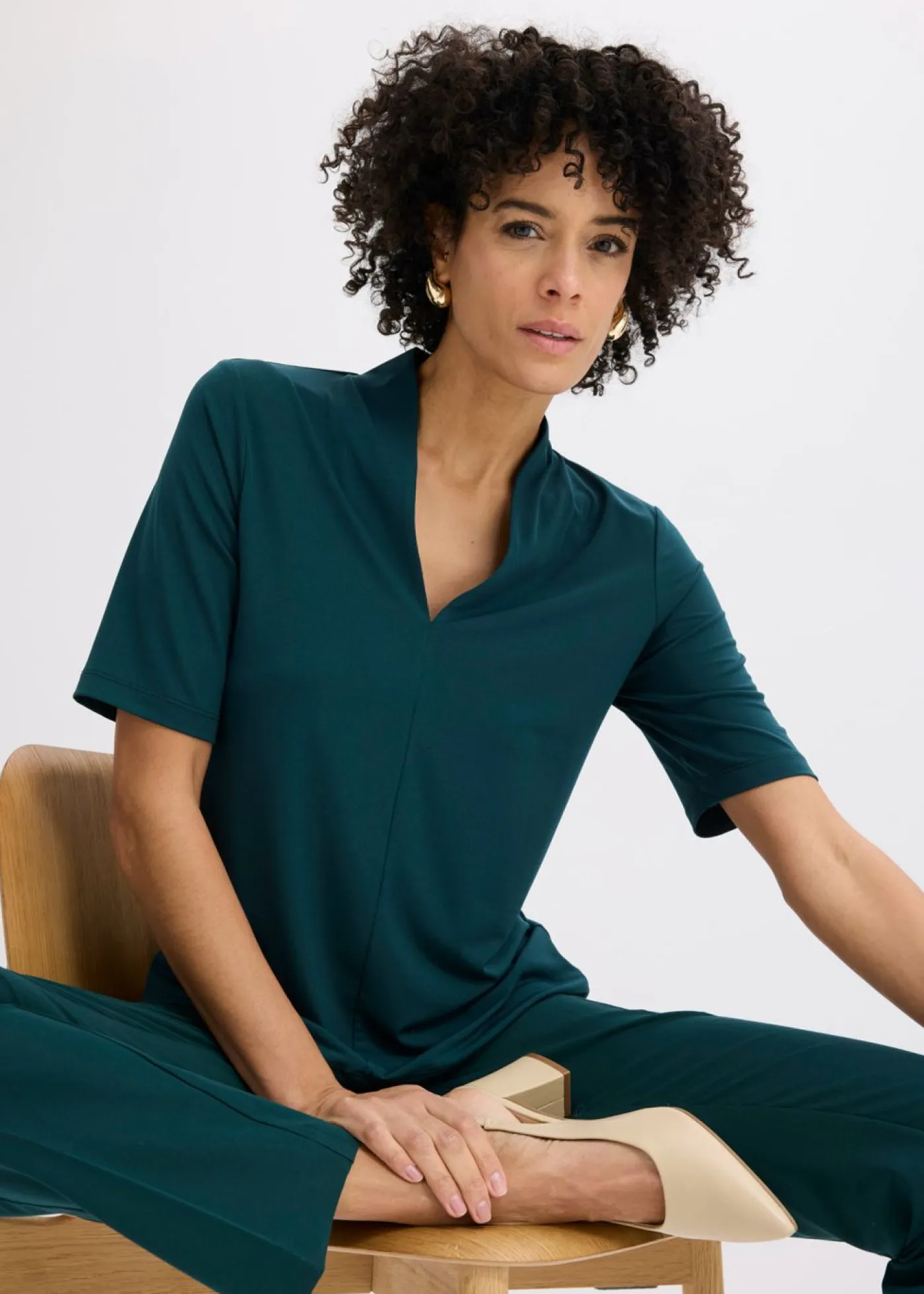 Camiseta con cuello chimenea Mujer Camisetas|Novedades