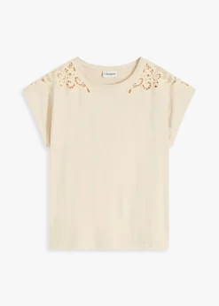 Sale Camiseta con detalle de ganchillo Mujer Camisetas