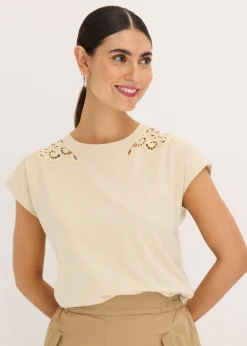 Sale Camiseta con detalle de ganchillo Mujer Camisetas
