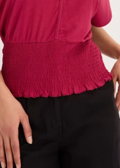 Outlet Camiseta con dobladillo de nido de abeja Mujer Camisetas