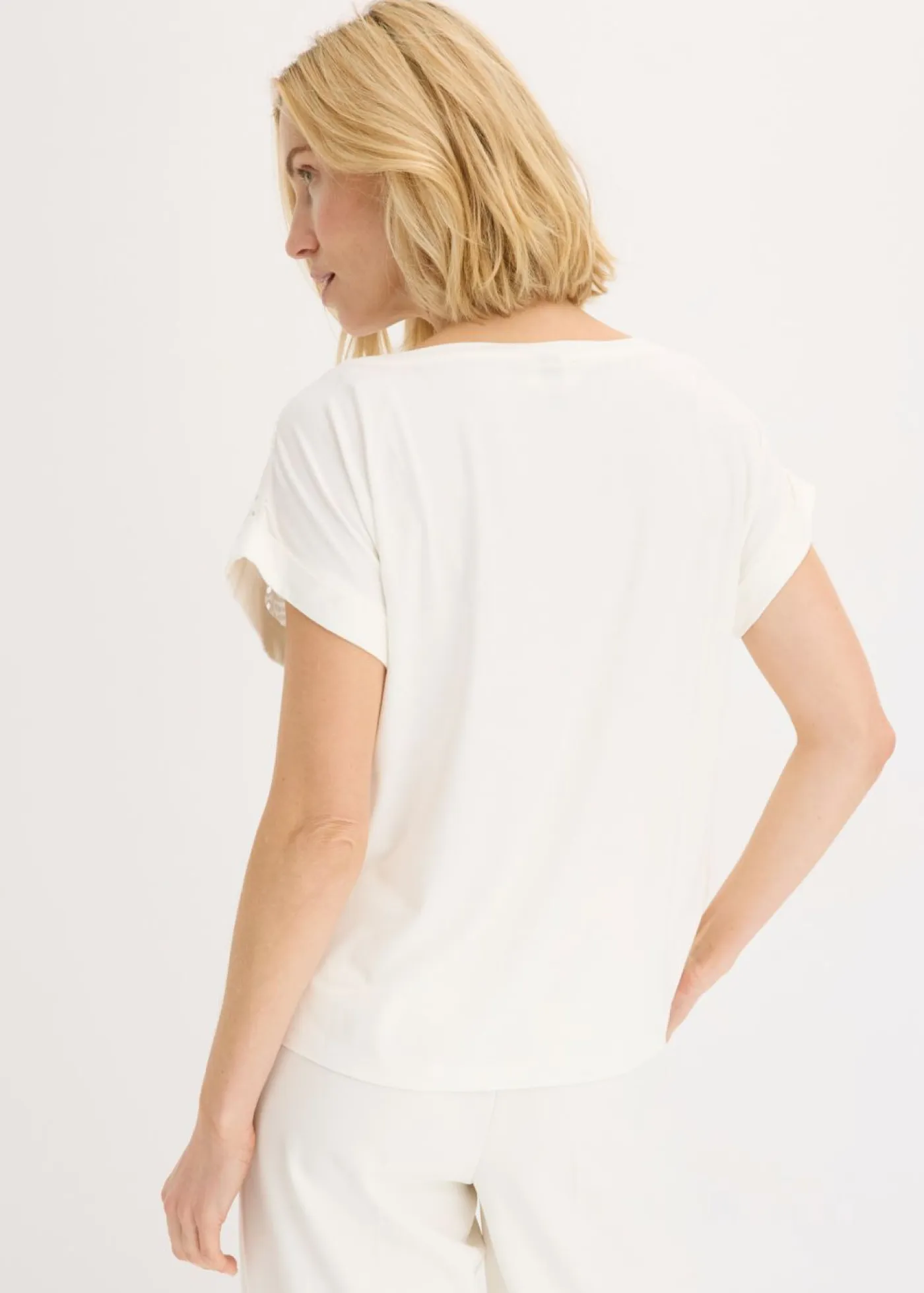 Best Camiseta con encaje calado Mujer Camisetas|Novedades