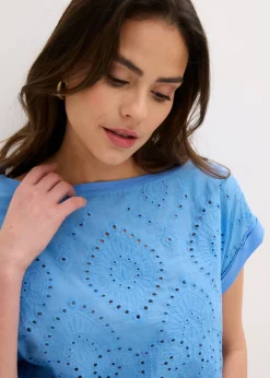 New Camiseta con encaje calado Mujer Camisetas|Novedades