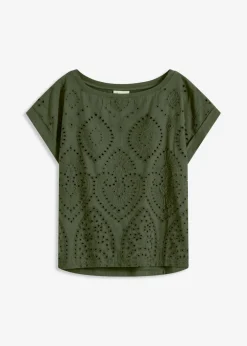 Clearance Camiseta con encaje calado Mujer Camisetas|Novedades