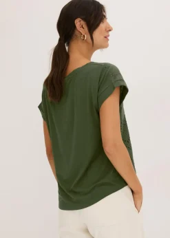Clearance Camiseta con encaje calado Mujer Camisetas|Novedades