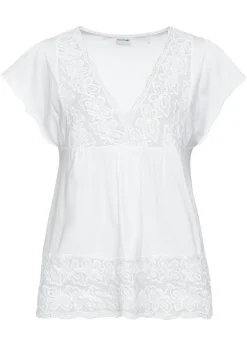 Online Camiseta con encaje en el escote Mujer Camisetas