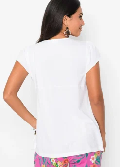 Online Camiseta con encaje en el escote Mujer Camisetas