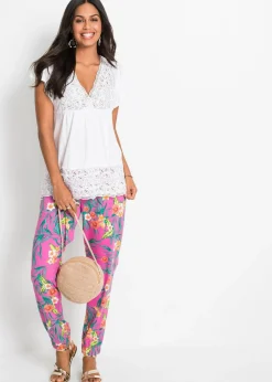 Online Camiseta con encaje en el escote Mujer Camisetas