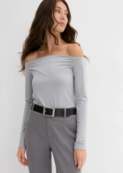 Best Camiseta con escote bañera de punto ligero Mujer Camisetas