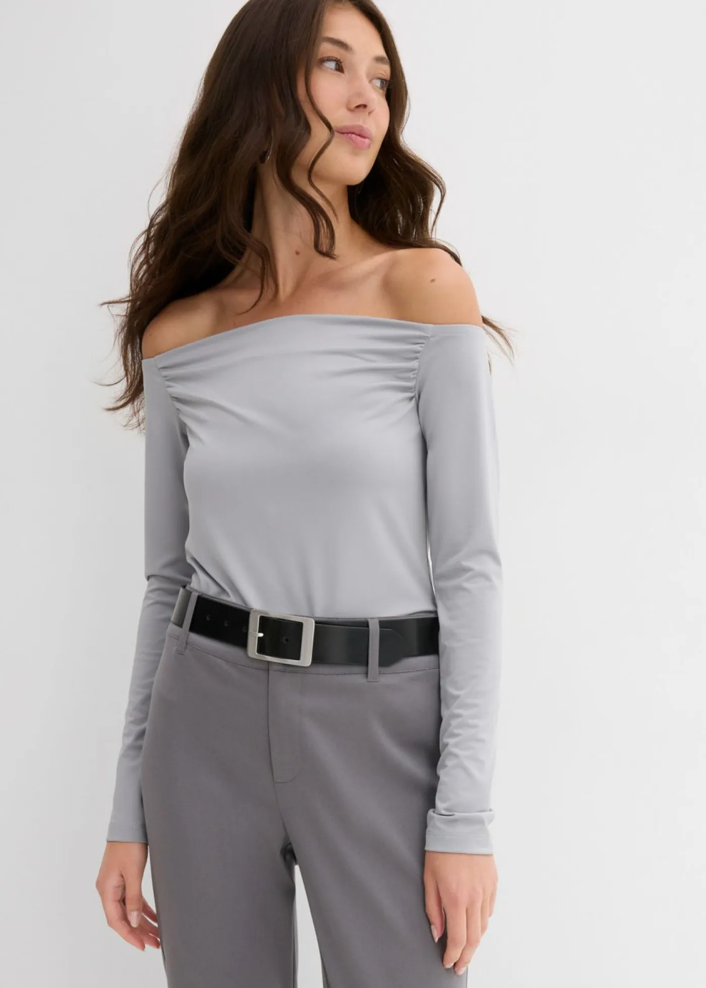 Best Camiseta con escote bañera de punto ligero Mujer Camisetas