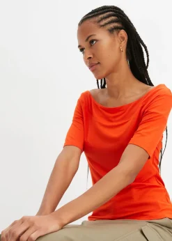 Clearance Camiseta con escote bañera en mezcla de viscosa Mujer Camisetas