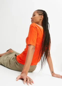 Clearance Camiseta con escote bañera en mezcla de viscosa Mujer Camisetas