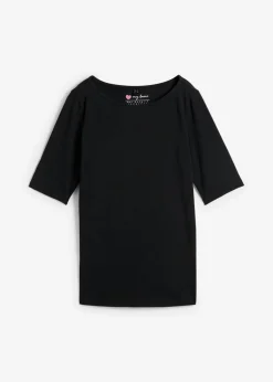 New Camiseta con escote en U y media manga Mujer Básicos|Camisetas