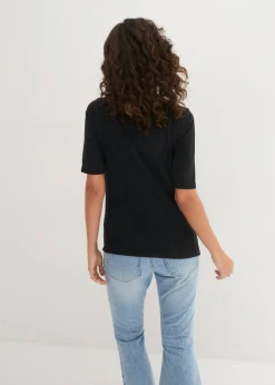 New Camiseta con escote en U y media manga Mujer Básicos|Camisetas