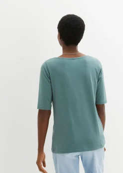 Best Camiseta con escote en U y media manga Mujer Básicos|Camisetas