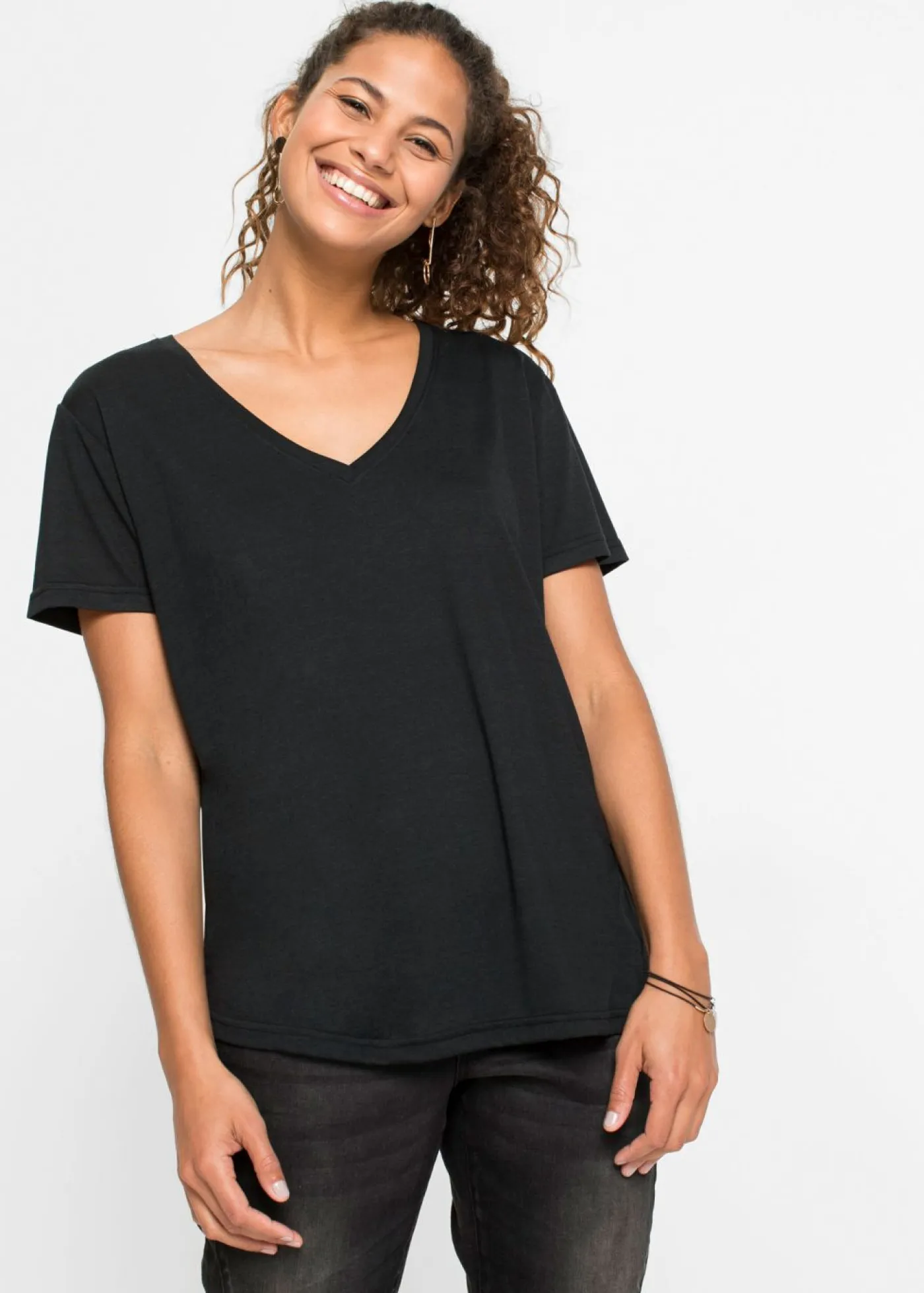 Clearance Camiseta con escote en V Mujer Básicos|Camisetas