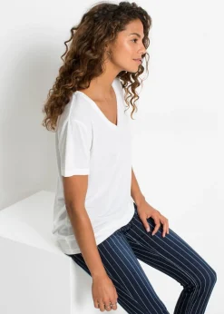Online Camiseta con escote en V Mujer Básicos|Camisetas