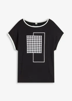 Hot Camiseta con estampado colocado y ribete en contraste Mujer Camisetas