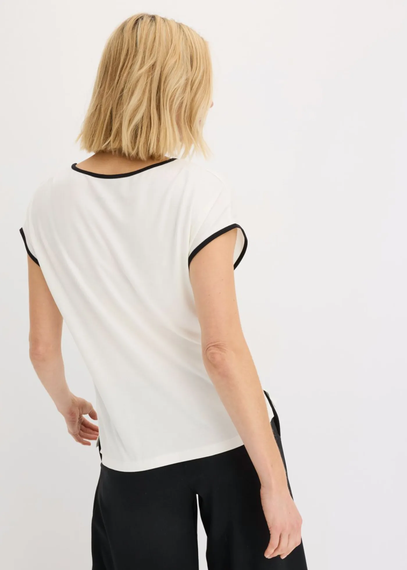 Hot Camiseta con estampado colocado y ribete en contraste Mujer Camisetas