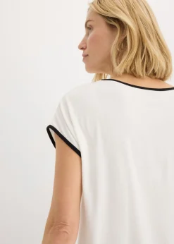 Hot Camiseta con estampado colocado y ribete en contraste Mujer Camisetas