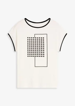 New Camiseta con estampado colocado y ribete en contraste Mujer Camisetas