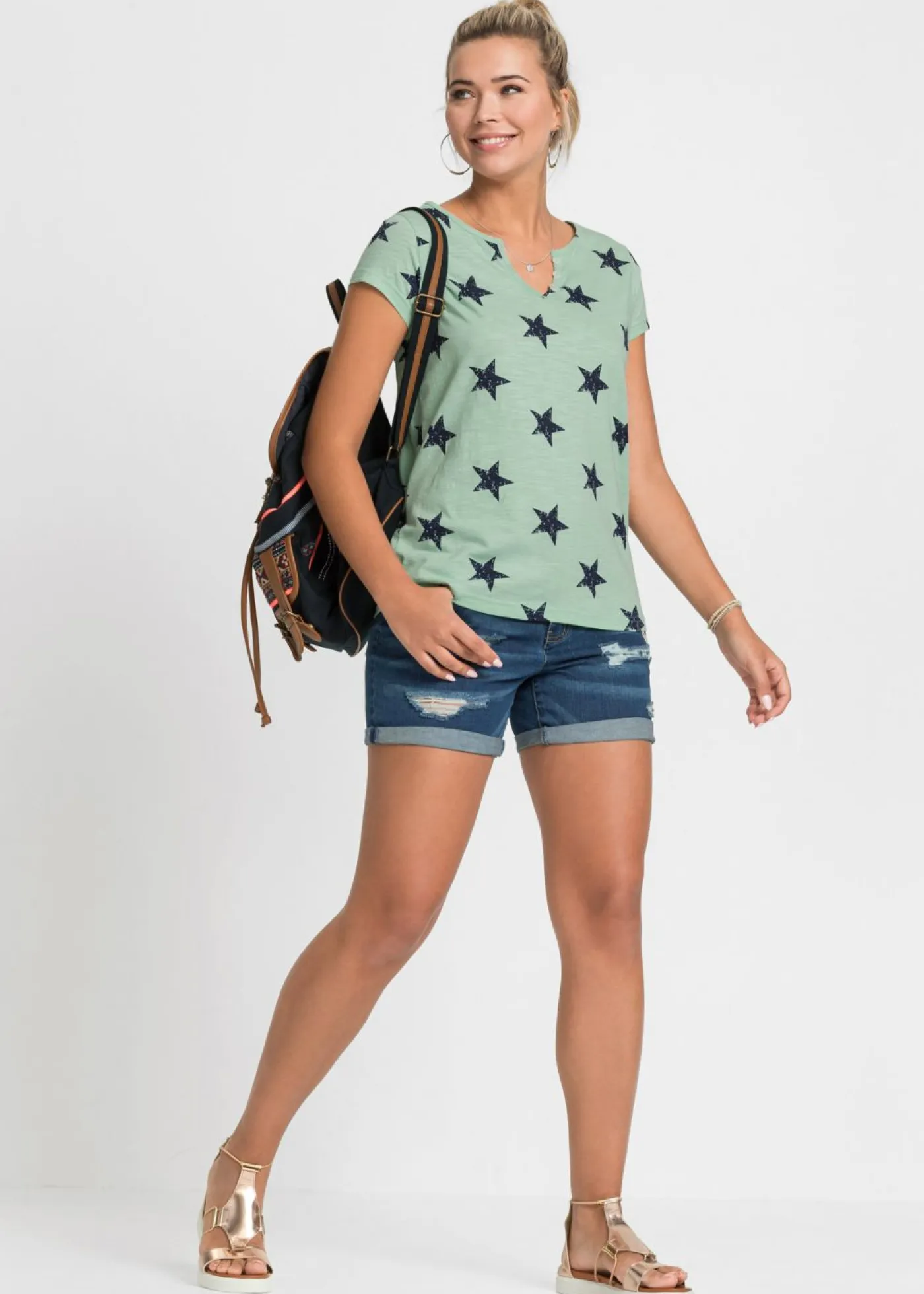 Sale Camiseta con estampado de estrellas y algodón puro Mujer Camisetas