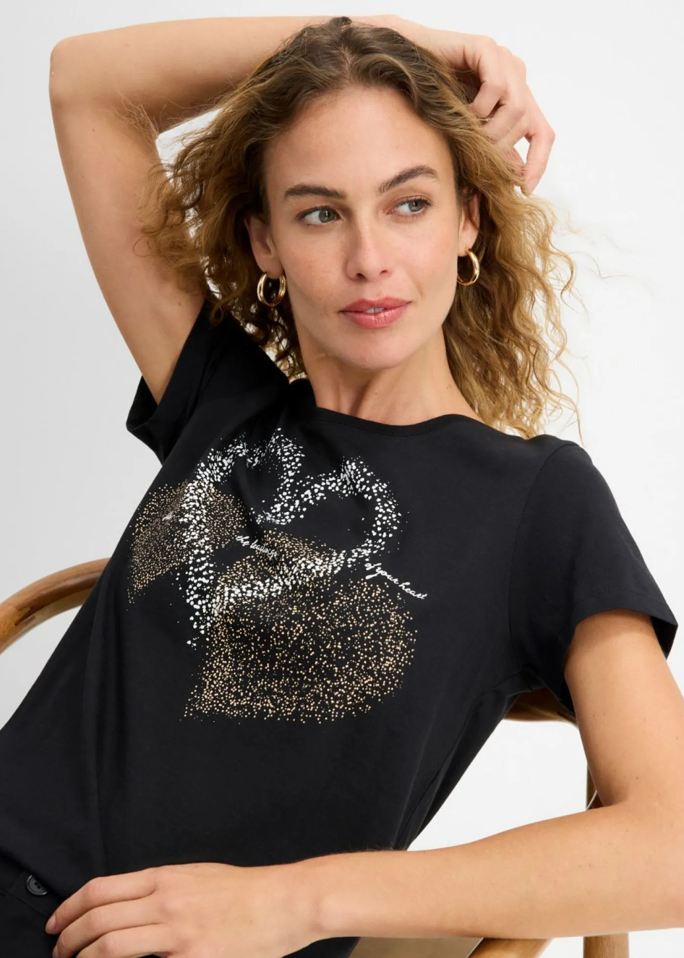 Best Camiseta con estampado de corazón de algodón orgánico Mujer Camisetas