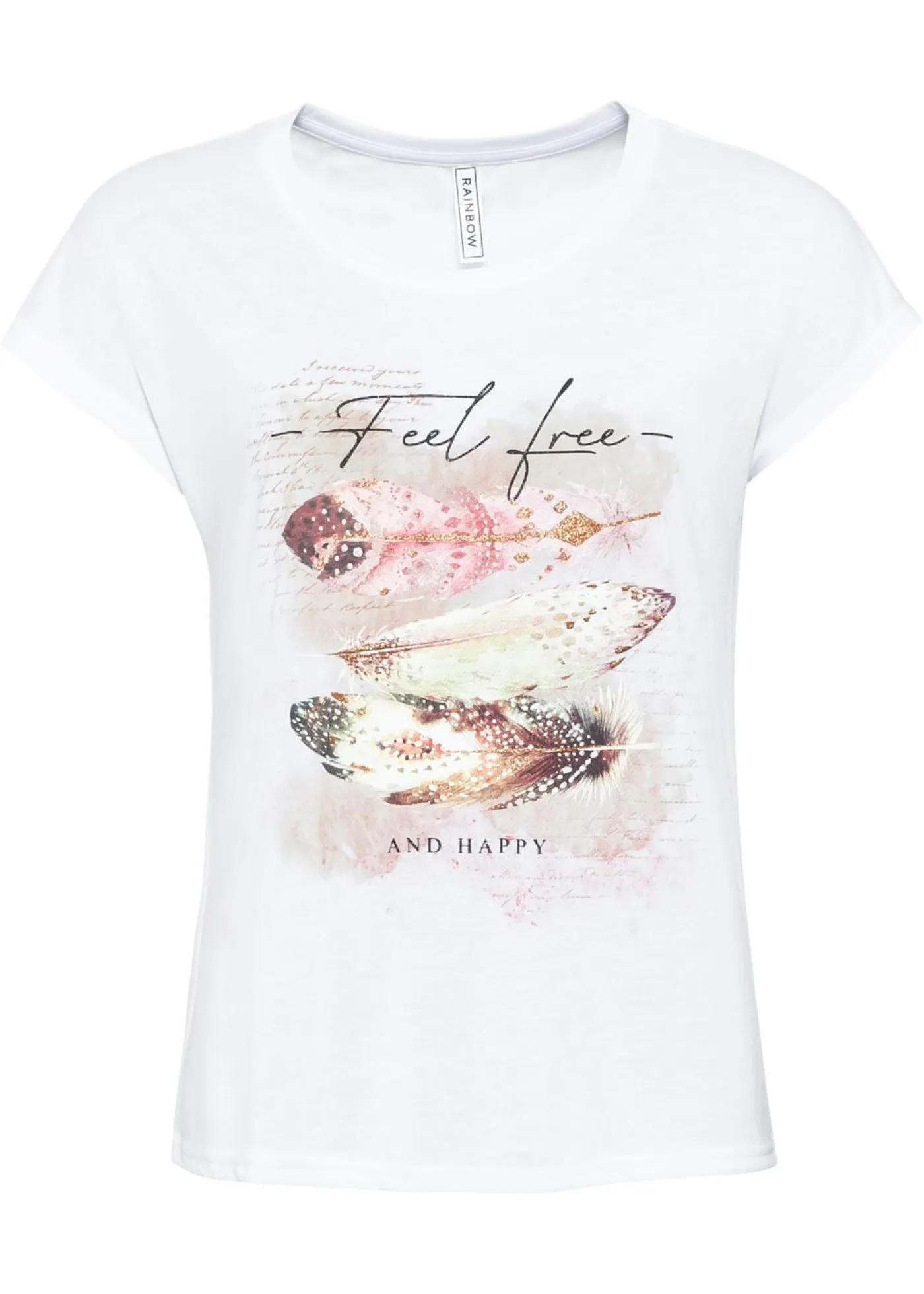 Outlet Camiseta con estampado de plumas Mujer Camisetas