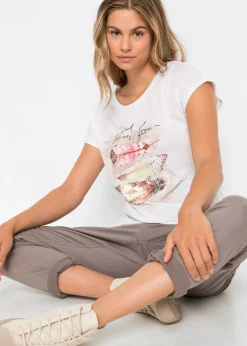 Outlet Camiseta con estampado de plumas Mujer Camisetas
